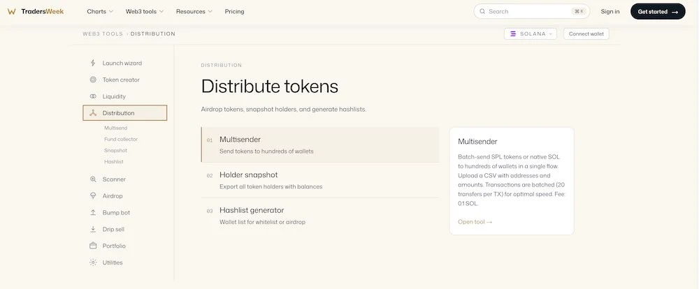 multisend screen with a recipient list